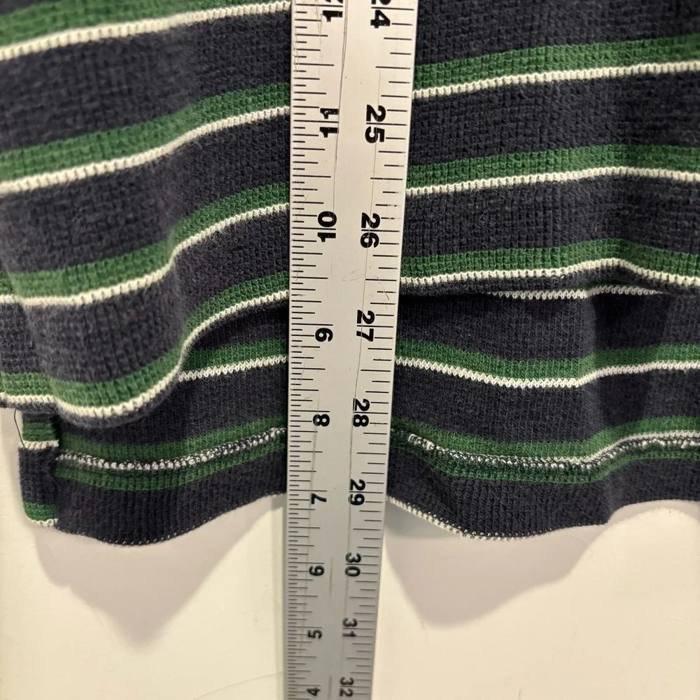 Polo‎ Ralph Lauren Mens Large Navy Blue Green Striped Short Sleeve Polo Shirt